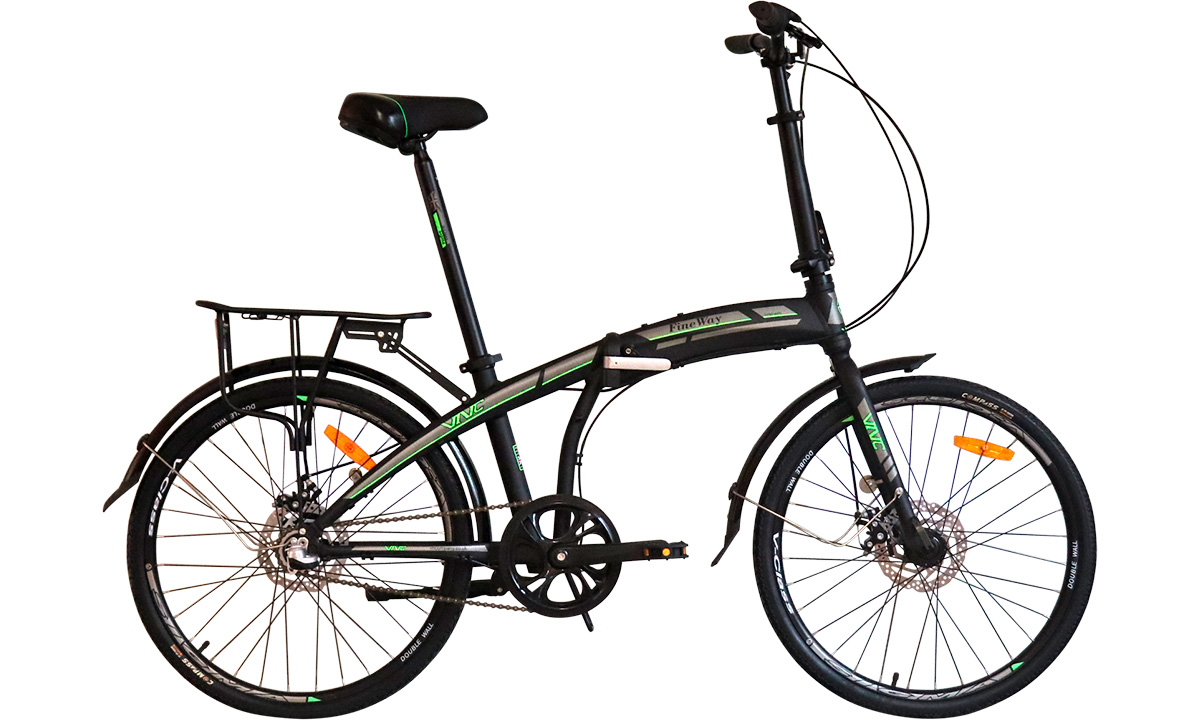 Фотографія Велосипед складаний 24" VNC FineWay EQ (2021) 2021 Чорно-зелений